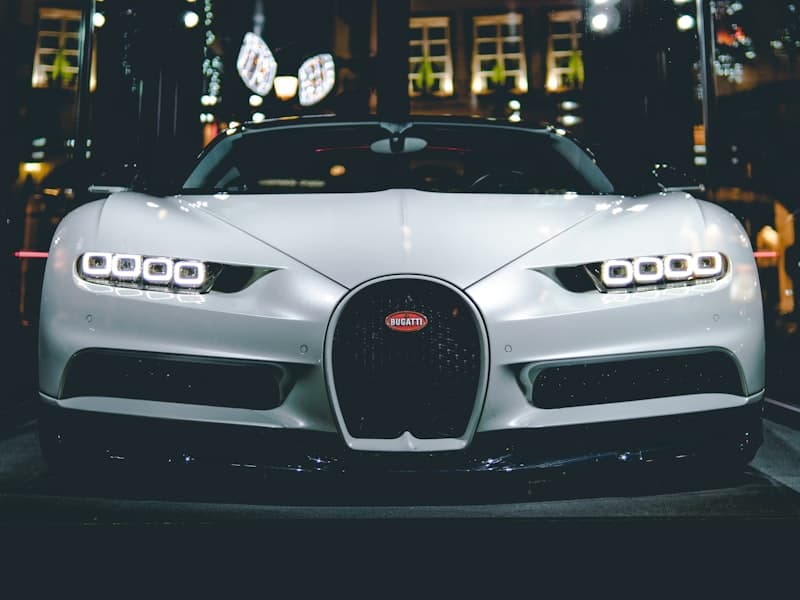 Close-up of modern car headlight design